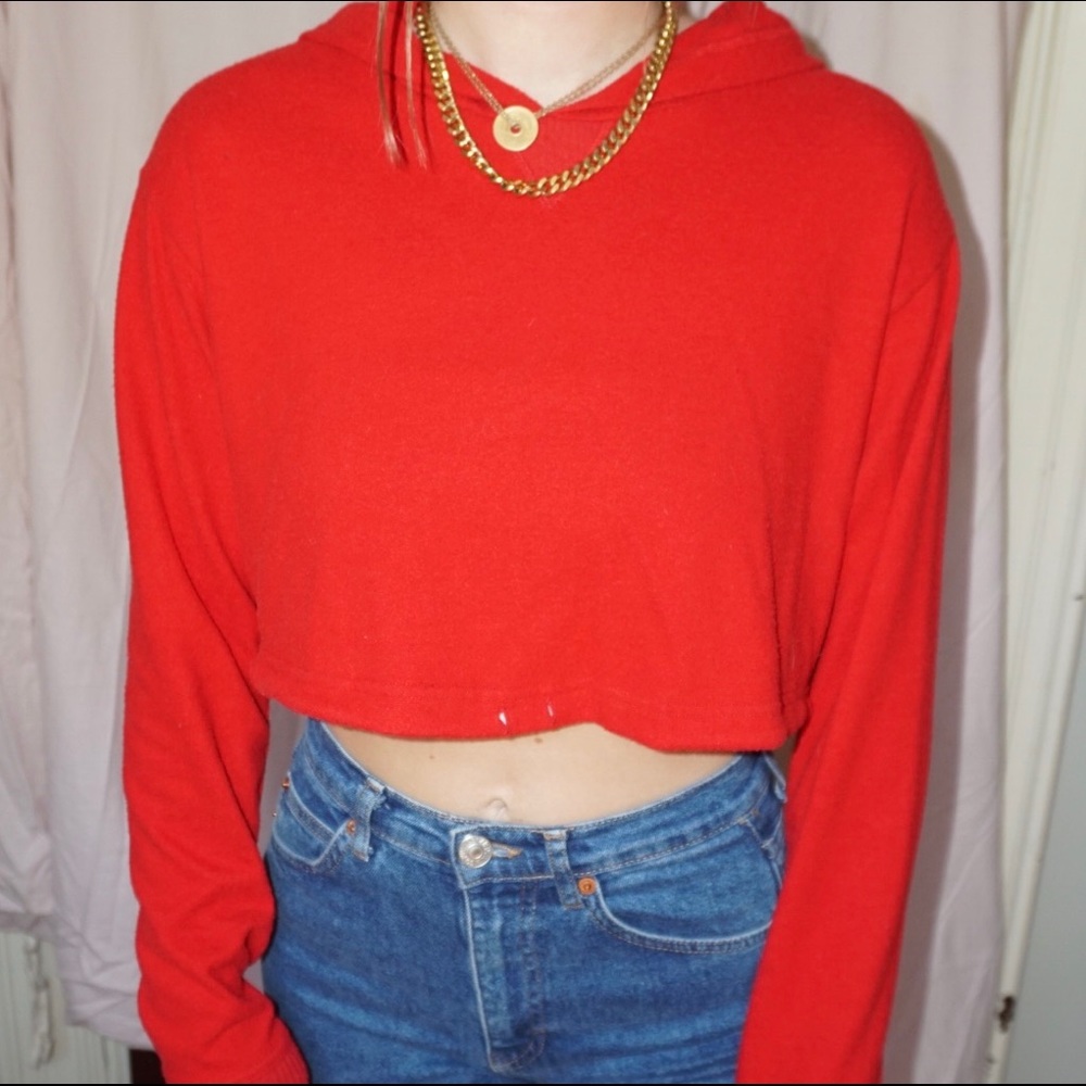 Urban outfitters cropped red hoodie